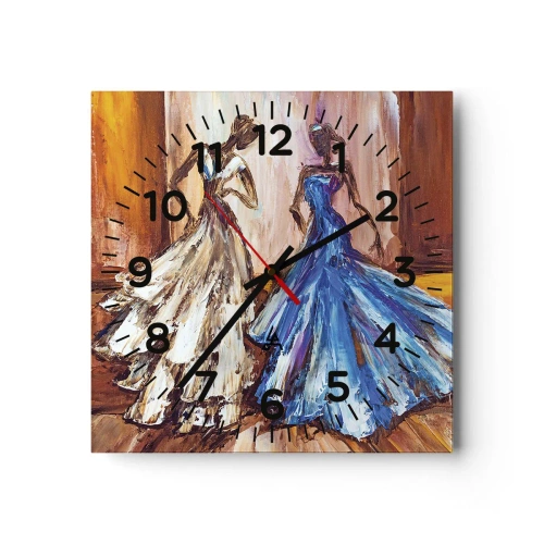 Wall clock - Clock on glass - Charming Duo - 40x40 cm