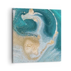 Canvas picture - Swirl of Gold and Turquiose - 60x60 cm