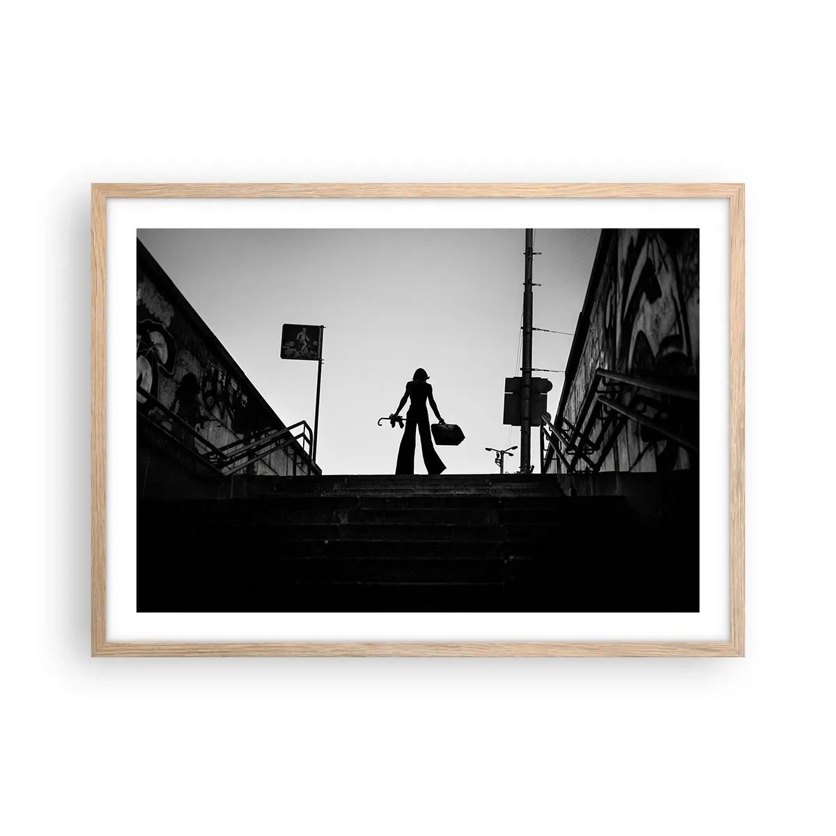 Poster in light oak frame - City Wander - 70x50 cm