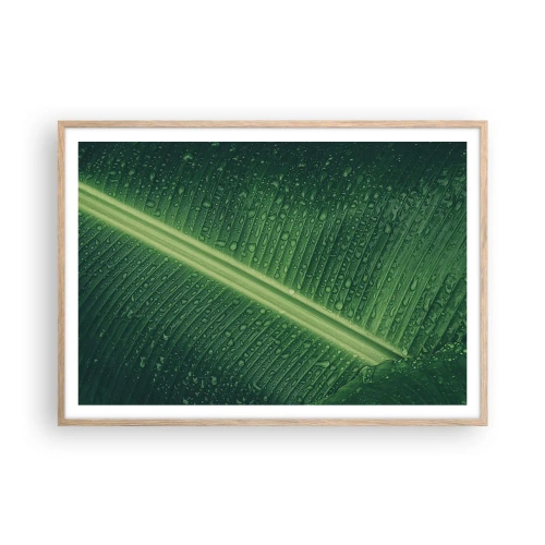 Poster in light oak frame - Structure of Green - 100x70 cm