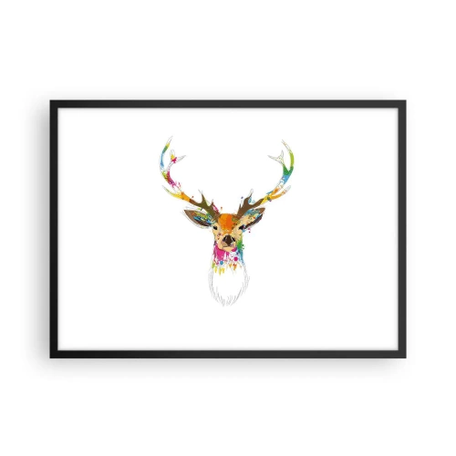 Poster in black frame - Deer Bathed in Colour - 70x50 cm