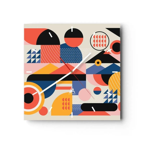 Wall clock - Clock on glass - Composition: Have Fun - 40x40 cm