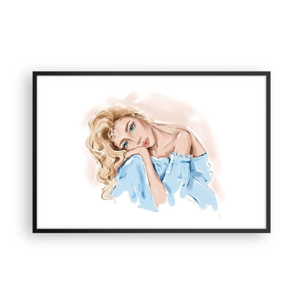 Poster in black frame - Dreamy in Blue - 91x61 cm