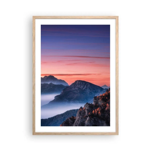 Poster in light oak frame - Over the Valleys - 50x70 cm