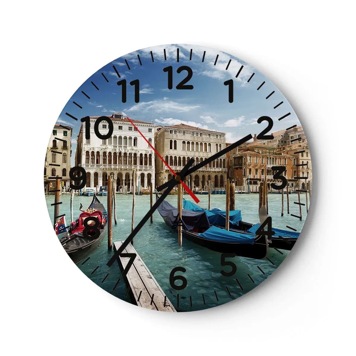 Wall clock - Clock on glass - Palaces in Blue - 40x40 cm