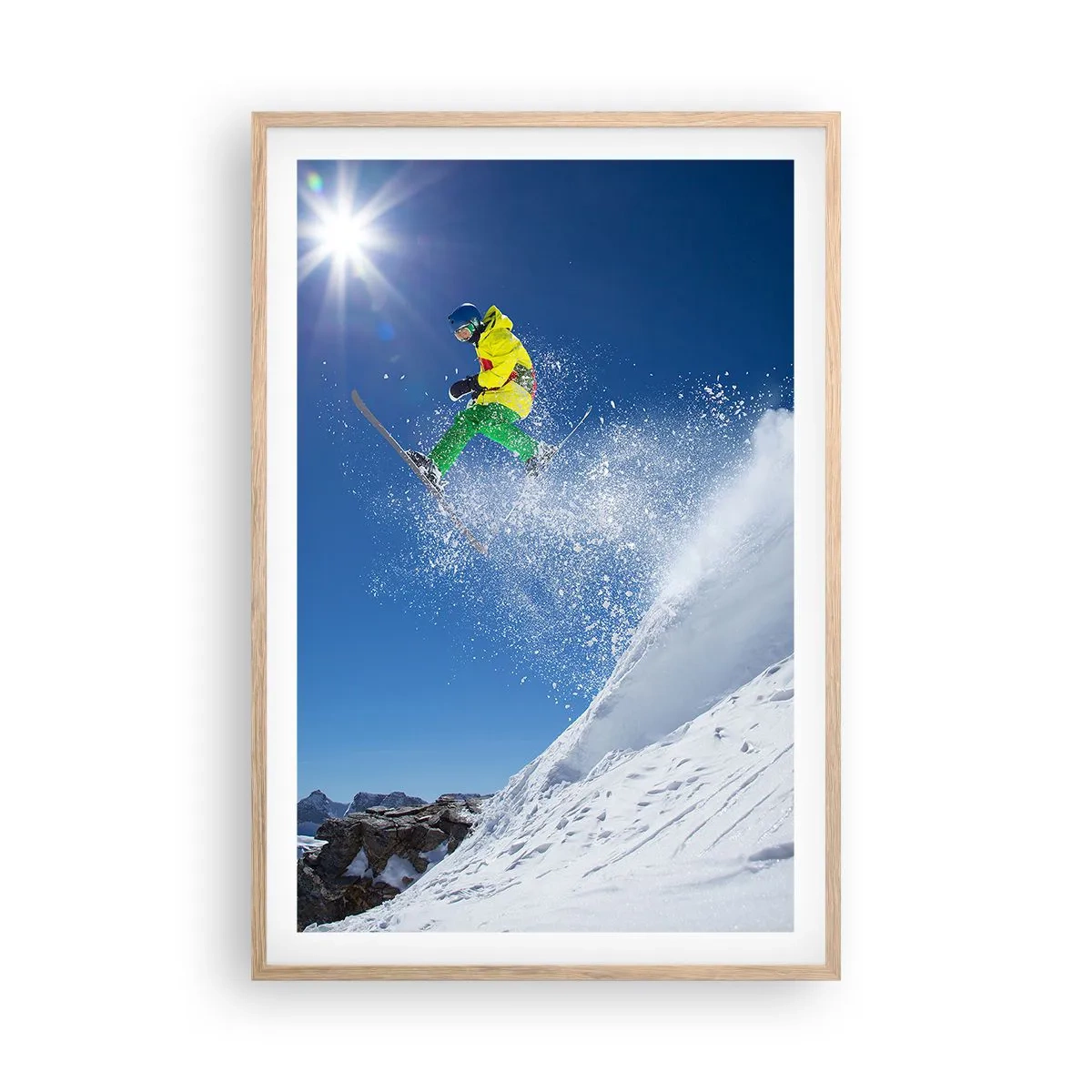 Poster in light oak frame - Dancing with the Mountains - 61x91 cm