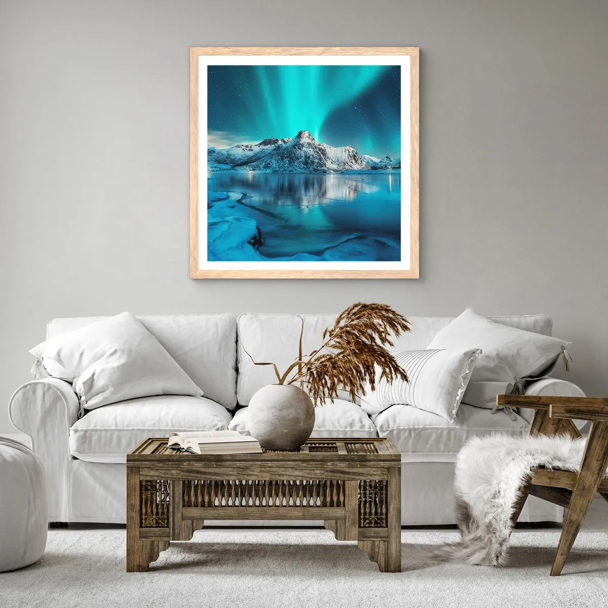 Poster in light oak frame - The Night of Light - 50x50 cm