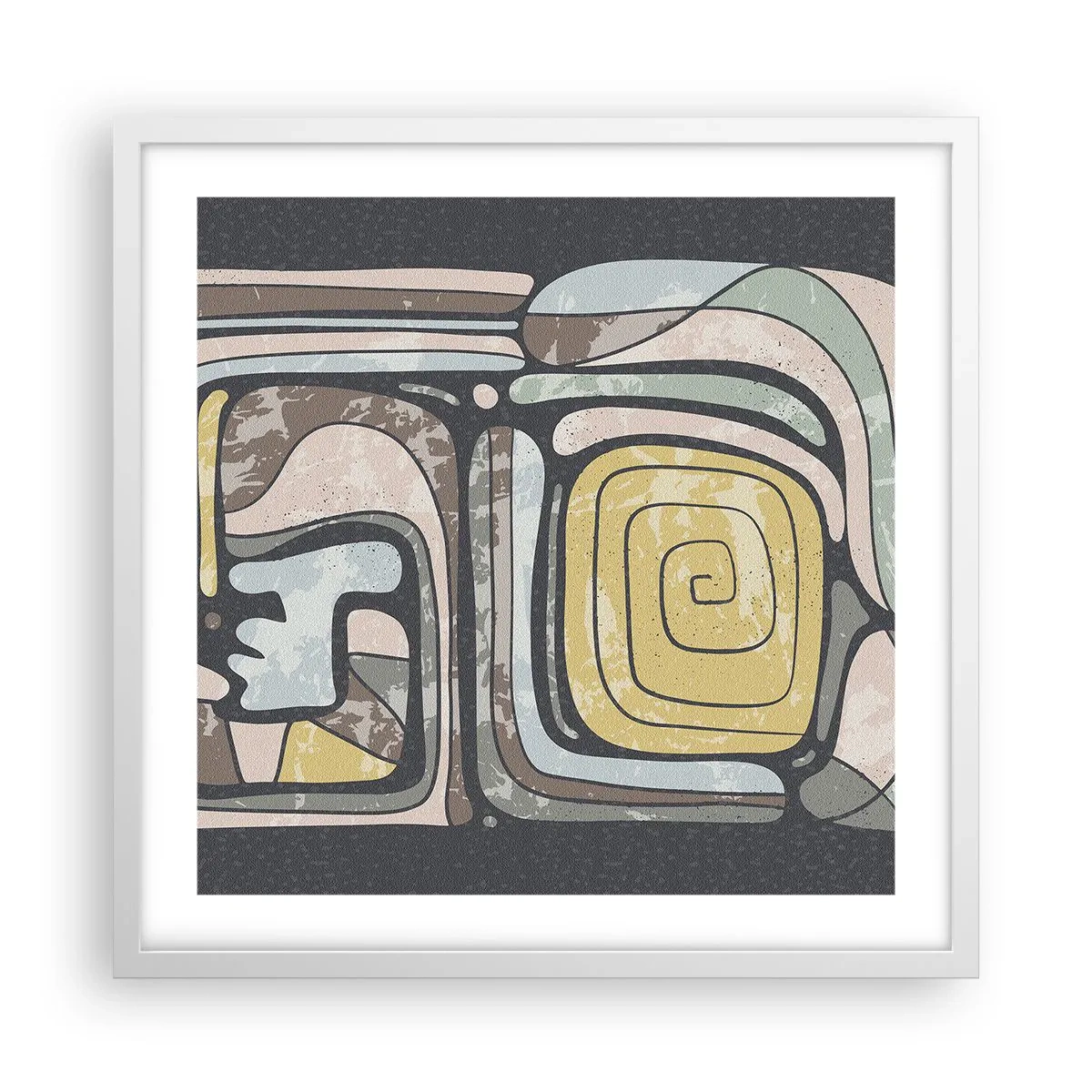 Poster in white frmae - Abstract in Precolumbian Style  - 50x50 cm