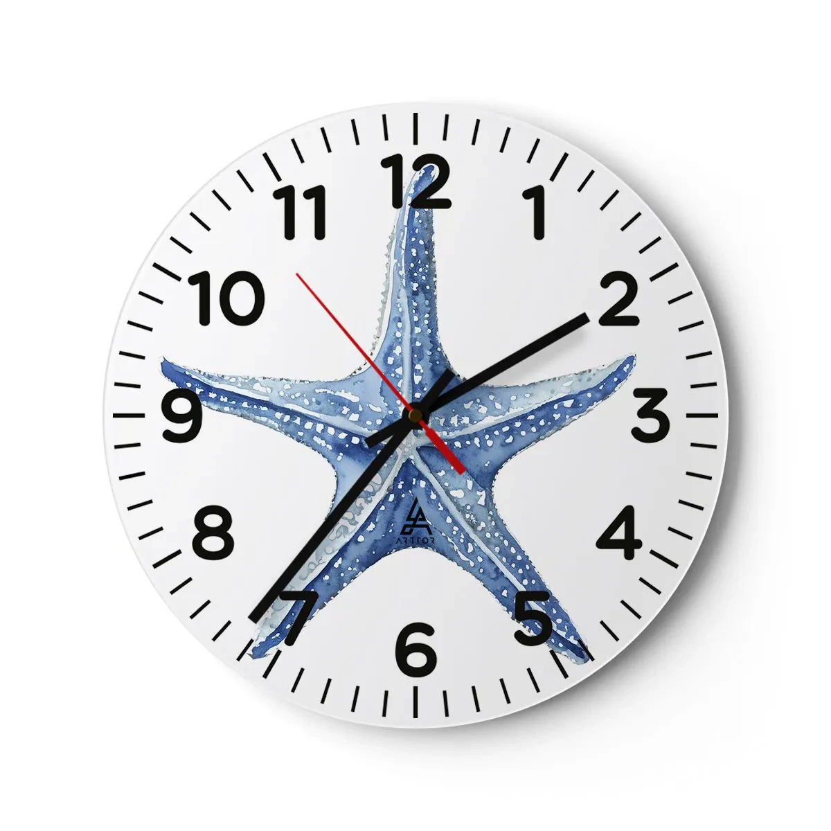 Wall clock - Clock on glass - Sea Star - 40x40 cm