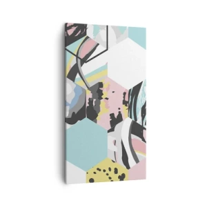 Canvas picture - Hexagons and Cubes in Six Colours - 45x80 cm
