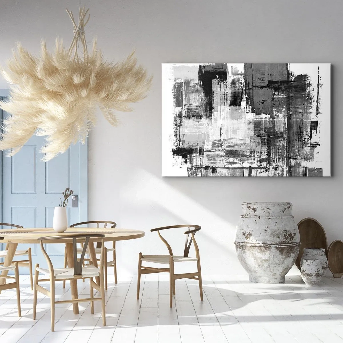 Canvas picture - Abstract composition in black, white and gray - 70x50cm - Grey is Beautiful - Modern wall decoration for the living room and bedroom ARTTOR