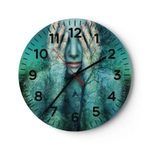 Wall clock - Clock on glass - Submerged in Blue - 40x40 cm