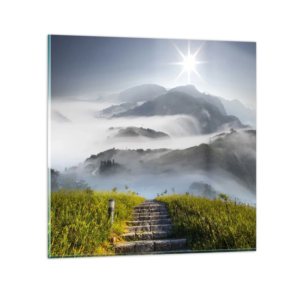 Glass picture - Upwards towards the Clouds - 30x30 cm