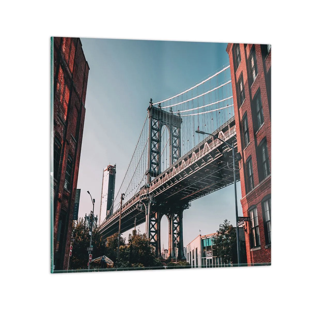 Glass picture - Over the City Waves - 30x30 cm