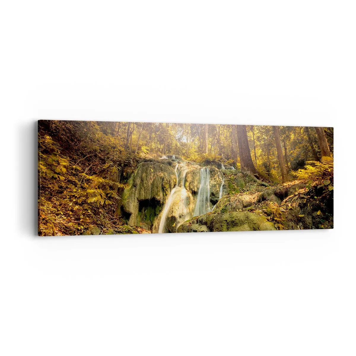 Canvas picture - Forest Cascade in Green - 90x30 cm