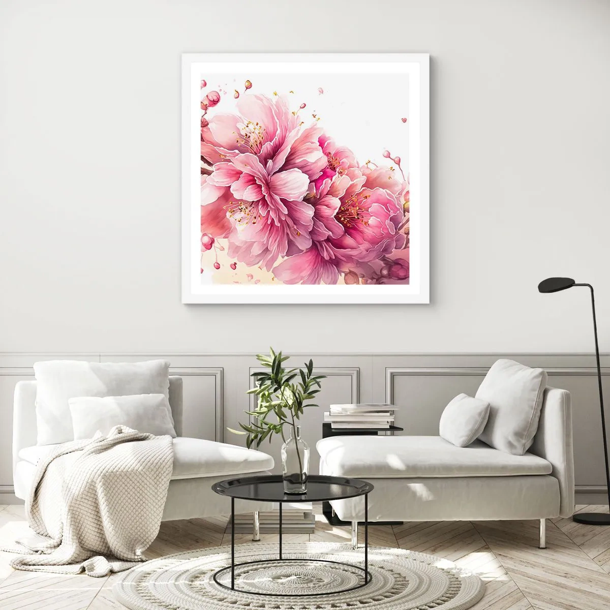 Poster in white frmae - Land of Cherry Blossoms - 60x60 cm