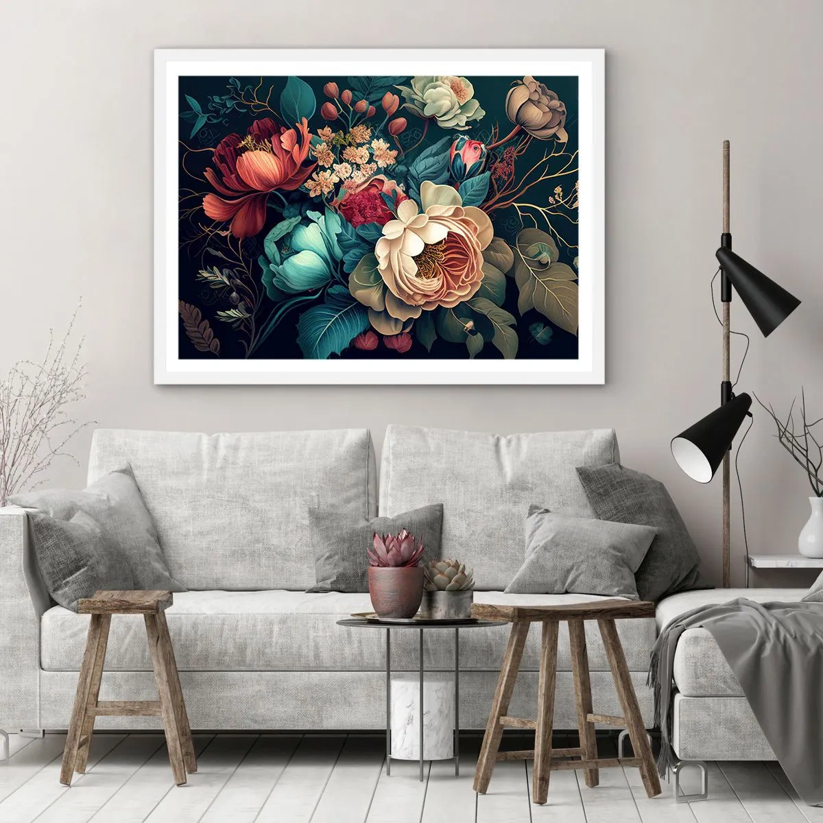 Poster in white frmae - 19th Century Charm - 100x70 cm