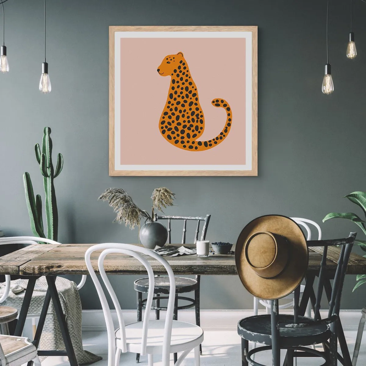 Poster in light oak frame - Leopard Print Is Fashionable - 60x60 cm