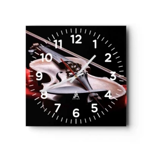 Wall clock - Clock on glass - Music of Feelings - 40x40 cm