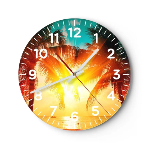 Wall clock - Clock on glass - Exotic Couple - 40x40 cm