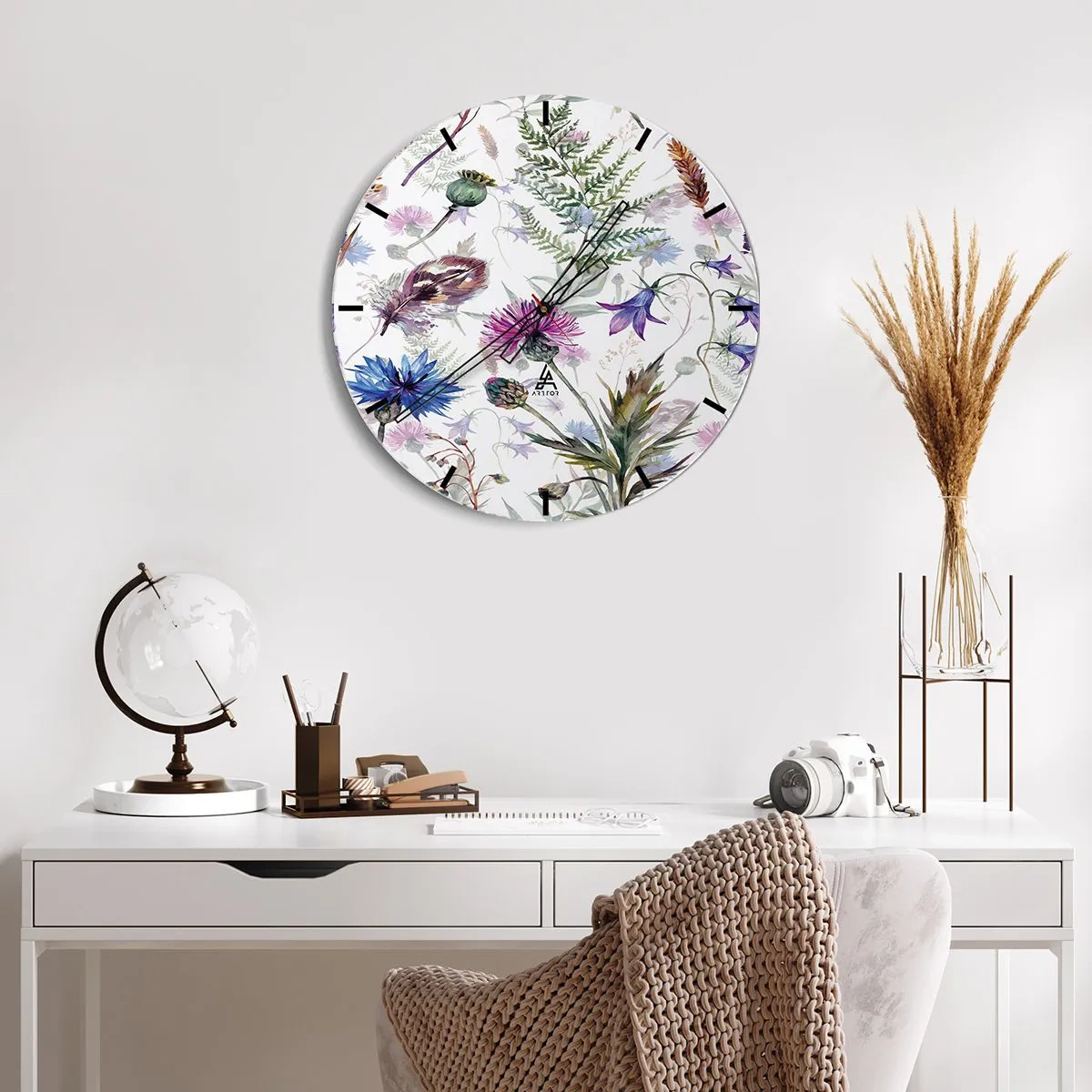 Wall clock - Clock on glass - Polish Herbs - 30x30 cm