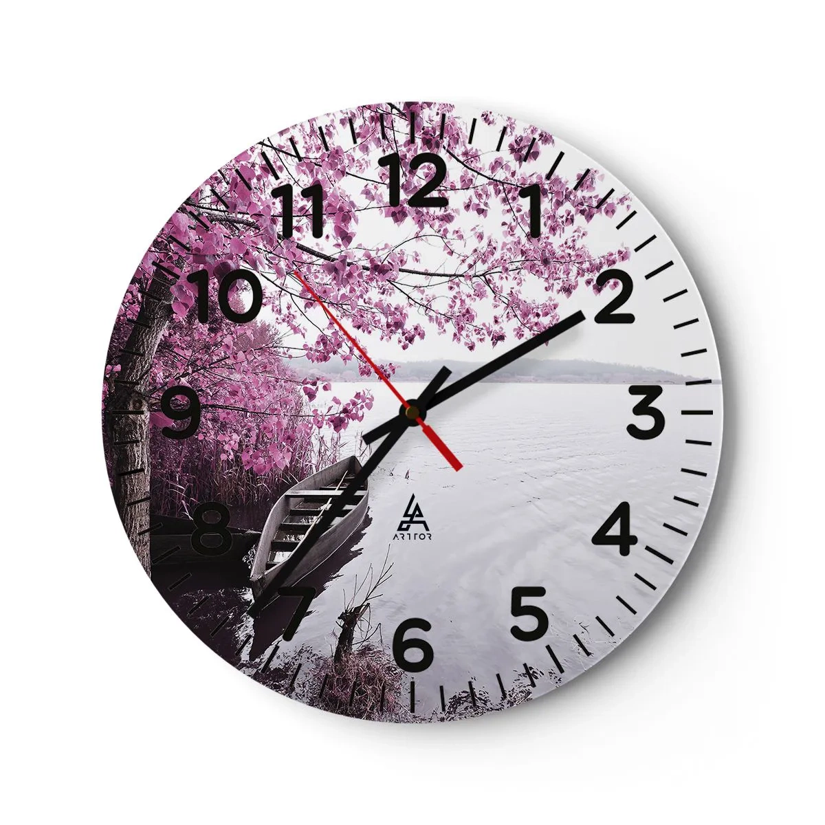 Wall clock - Clock on glass - In Pink Silence - 30x30 cm