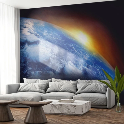 Photo Wallpaper Premium Sand - Sunrise by the Blue Planet - Abstraction, 3D, Cosmos - 250x175 cm