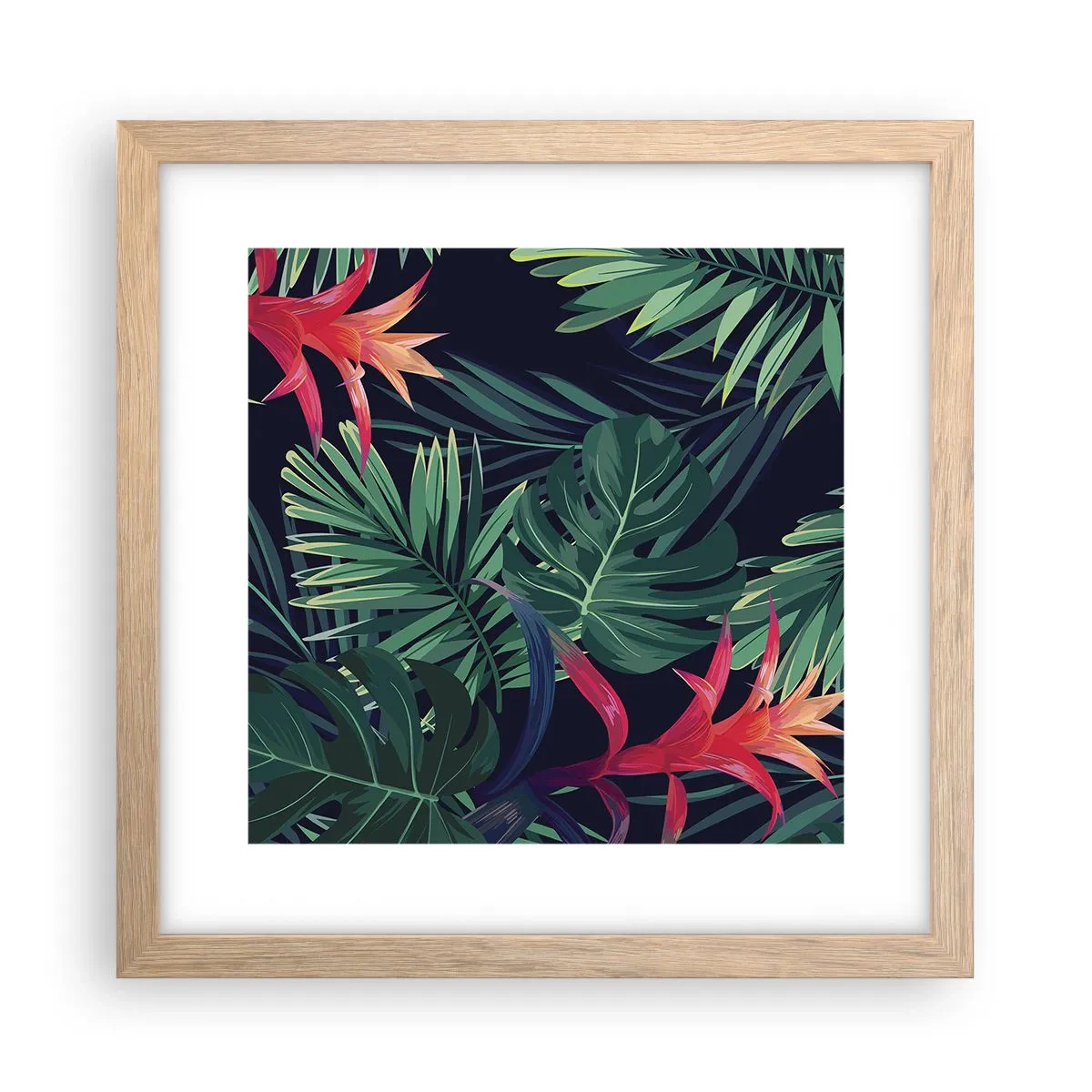 Poster in light oak frame - Burn in Green - 30x30 cm