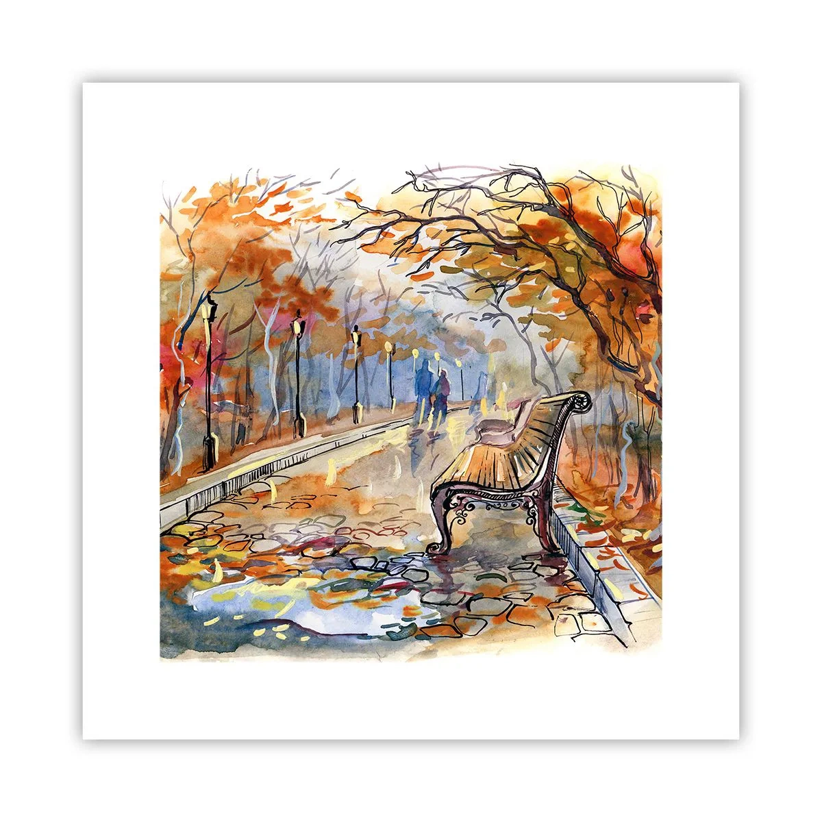 Poster - Walking together into Autumn - 30x30 cm