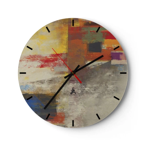 Wall clock - Clock on glass - Geometry of Colours - 40x40 cm