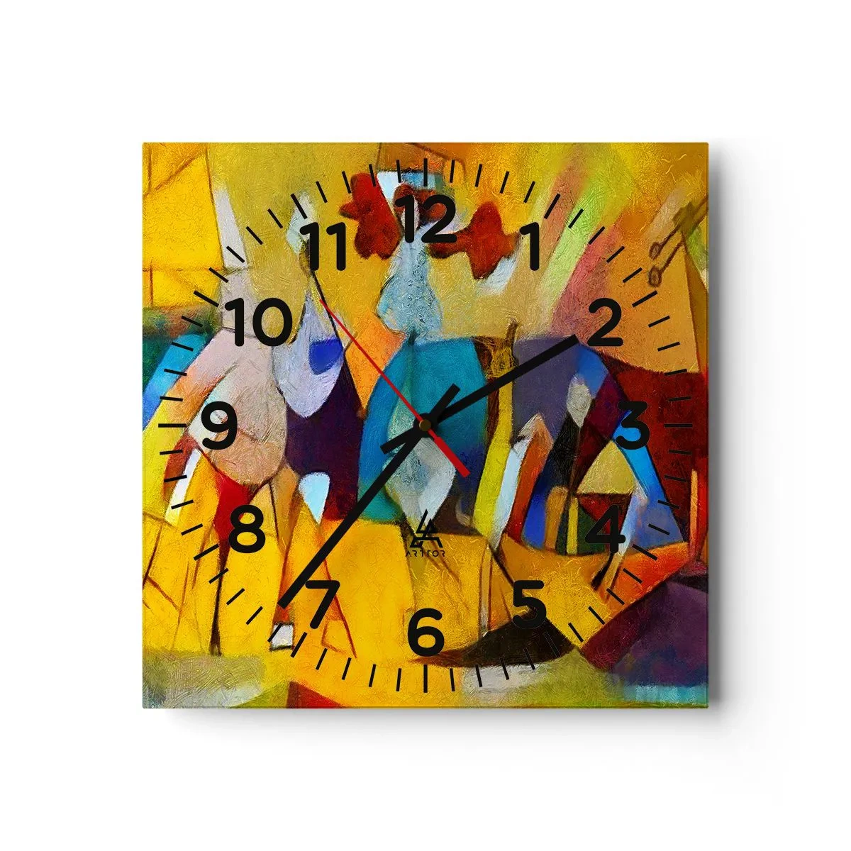 Wall clock - Clock on glass - Sun -Life - Happiness - 30x30 cm