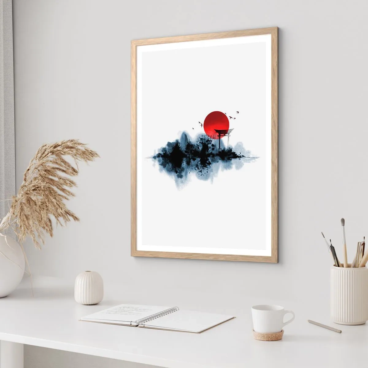 Poster in light oak frame - Japanese View - 50x70 cm