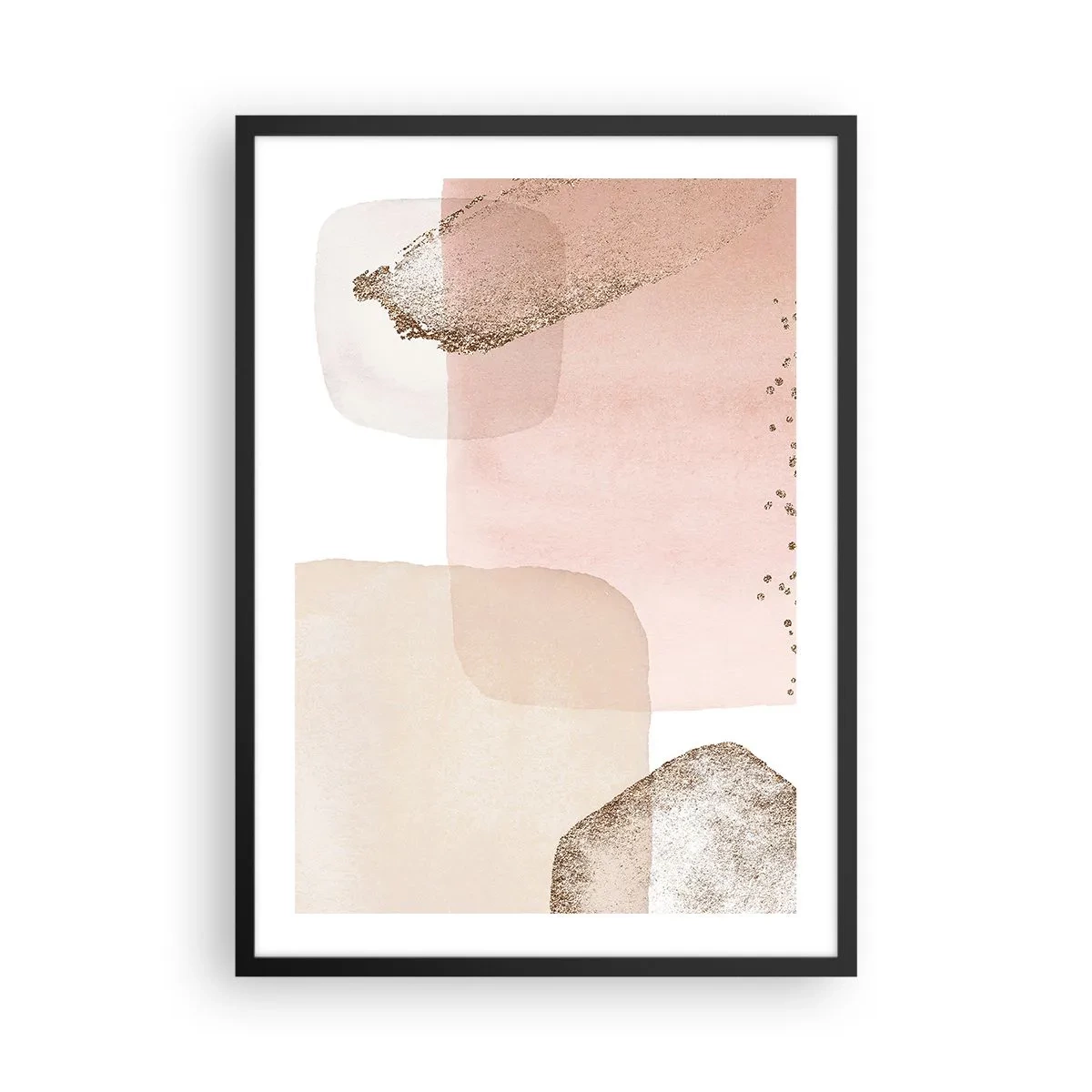 Poster in black frame - Pastel shapes with a delicate gold accent - 50x70cm - Look through Colour - Modern wall decoration for the living room and bedroom ARTTOR