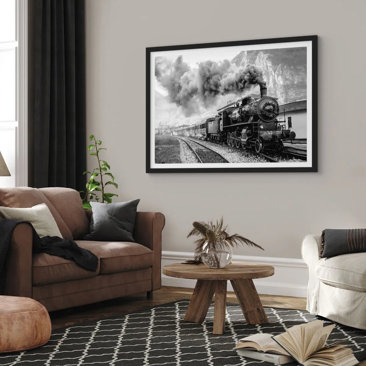 Poster in black frame - Standing at the Station... - 70x50 cm