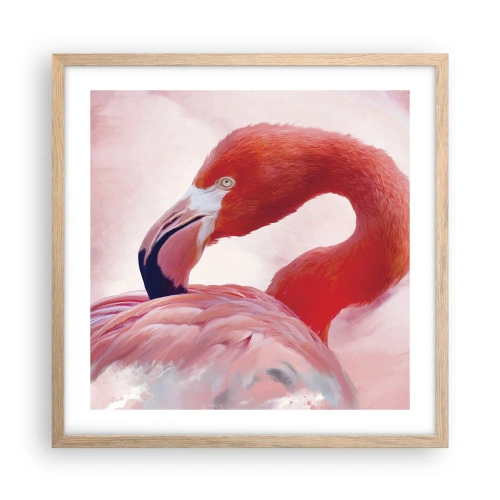 Poster in light oak frame - Bird Look - 50x50 cm