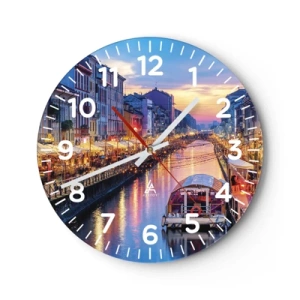 Wall clock - Clock on glass - Evening of Light and Fun - 40x40 cm