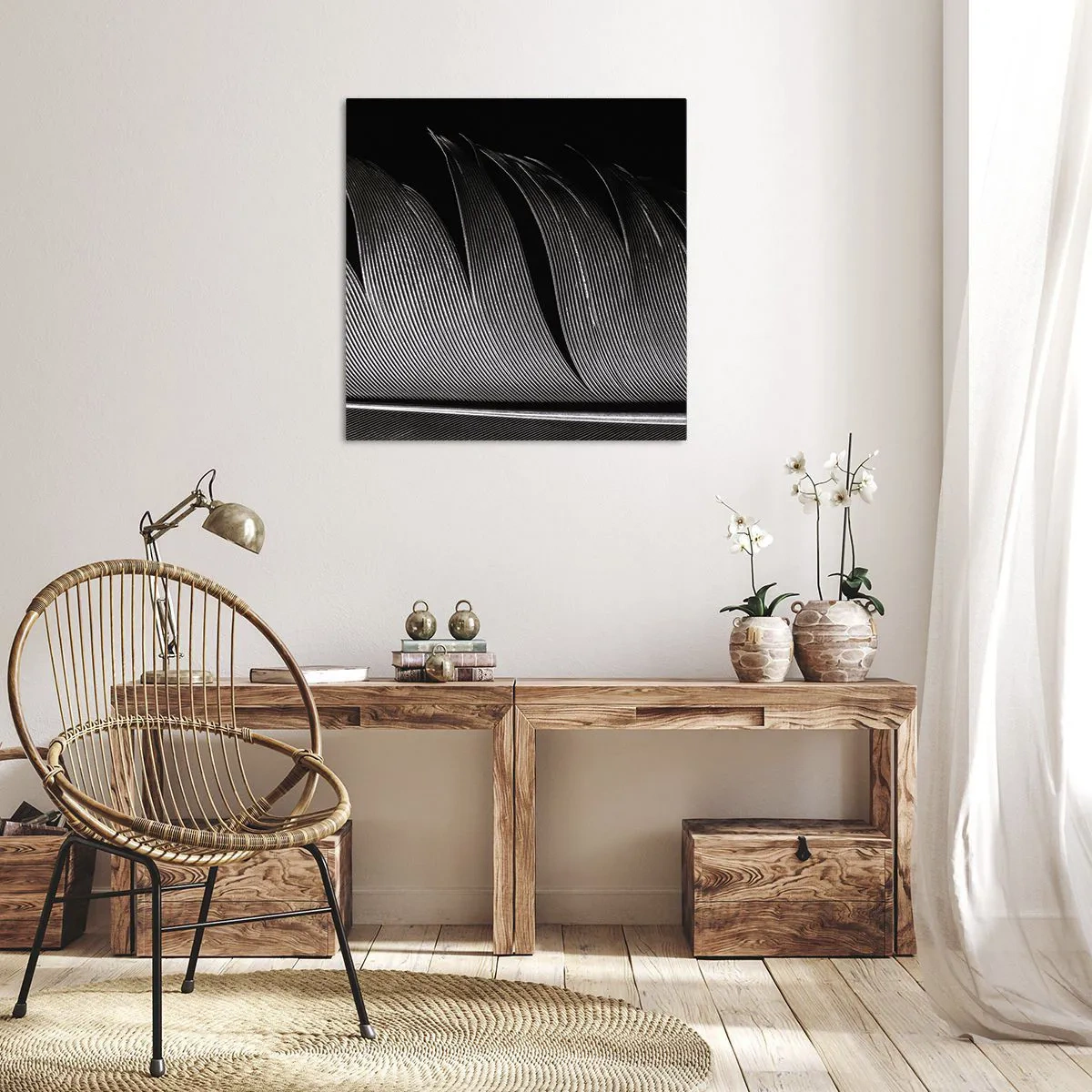 Canvas picture - Feather - Wonderful Constract - 70x70 cm