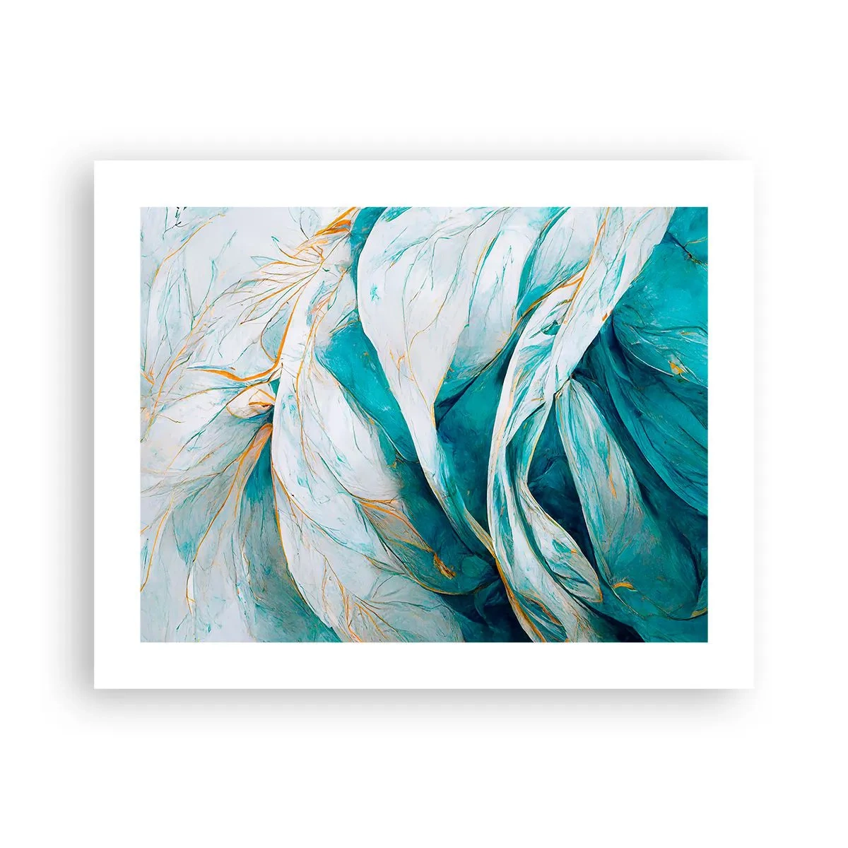 Poster - Blue Abstract with a Golden Motif - 50x40 cm