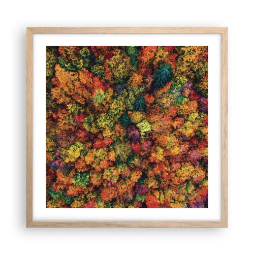Poster in light oak frame - Bouquet of Autumn Flowers - 50x50 cm