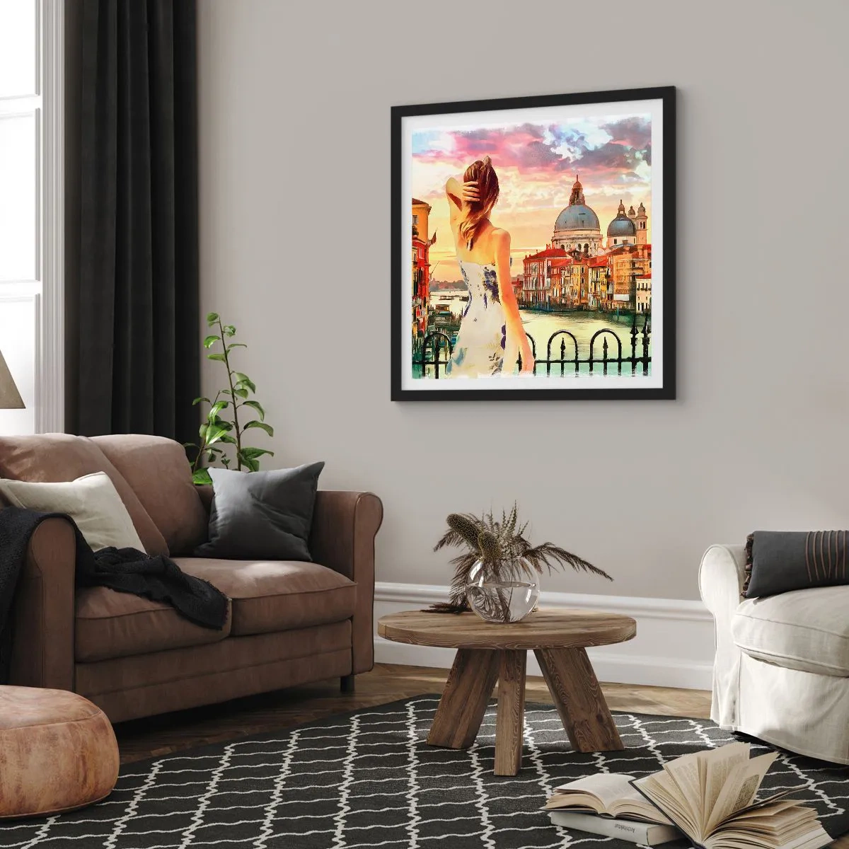 Poster in black frame - Venice Adventure - 60x60 cm