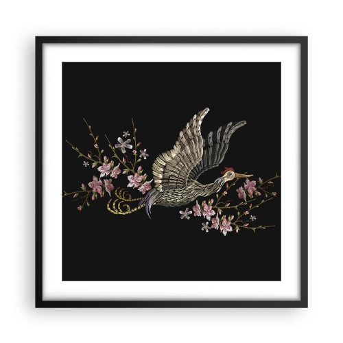 Poster in black frame - Exotic, Embroidered Bird - 50x50 cm
