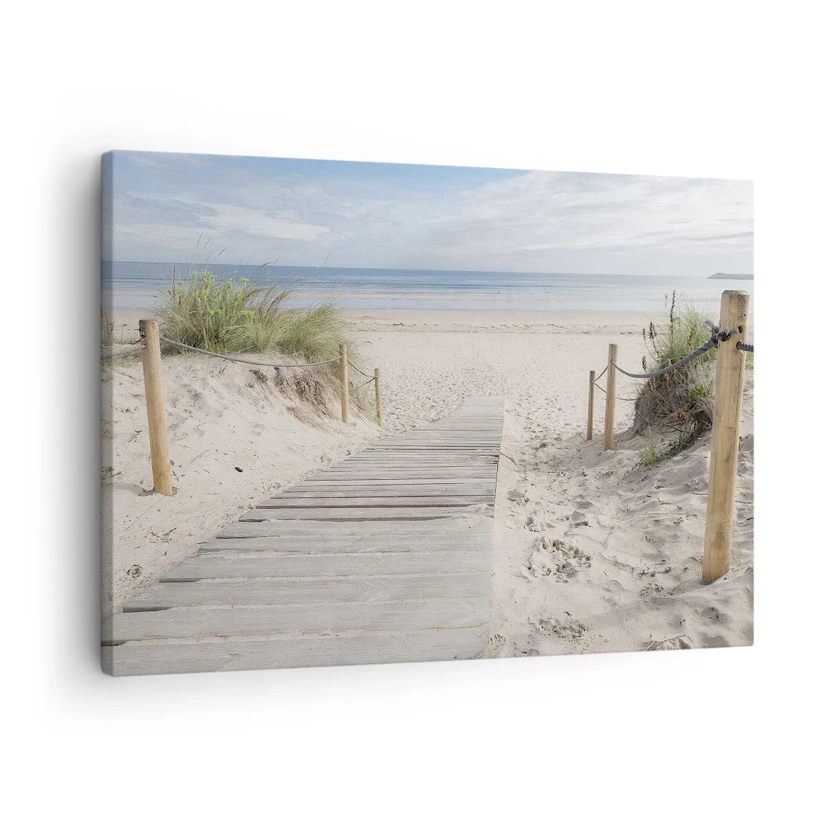Canvas picture - A plank path leading to a sandy beach - 70x50cm - Until the Horizon - Modern wall decoration for the living room and bedroom ARTTOR