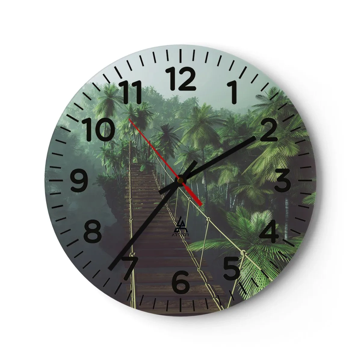 Wall clock - Clock on glass - Hanging Bridge in the Green - 30x30 cm