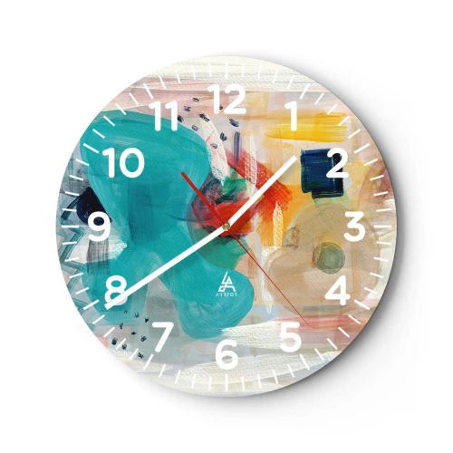 Wall clock - Clock on glass - Colourful Game - 30x30 cm