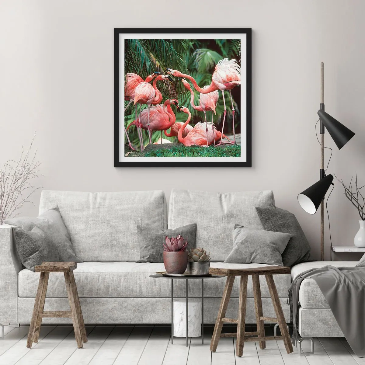 Poster in black frame - Afternoon Gossip - 60x60 cm