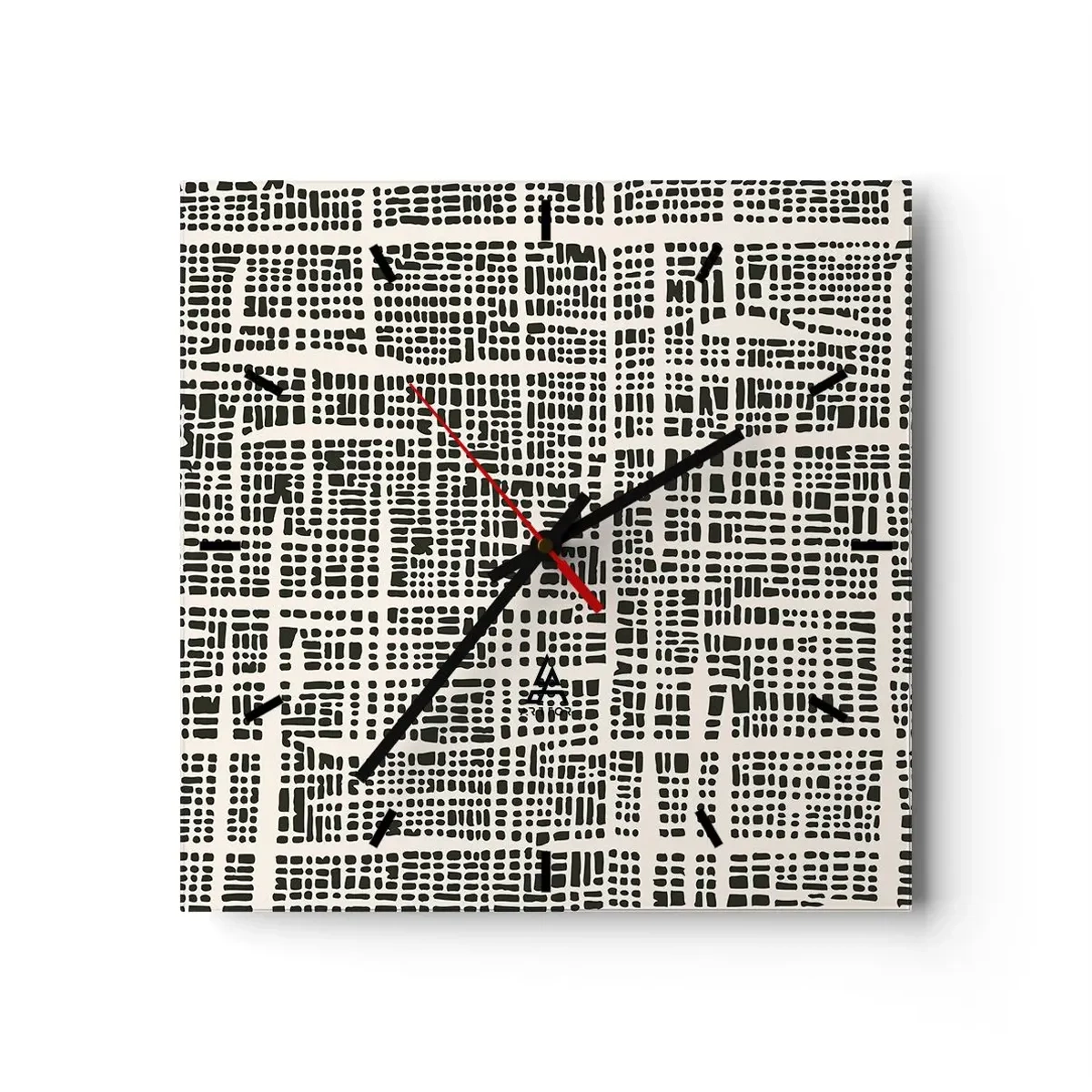 Wall clock - Clock on glass - Woven Composition - 30x30 cm