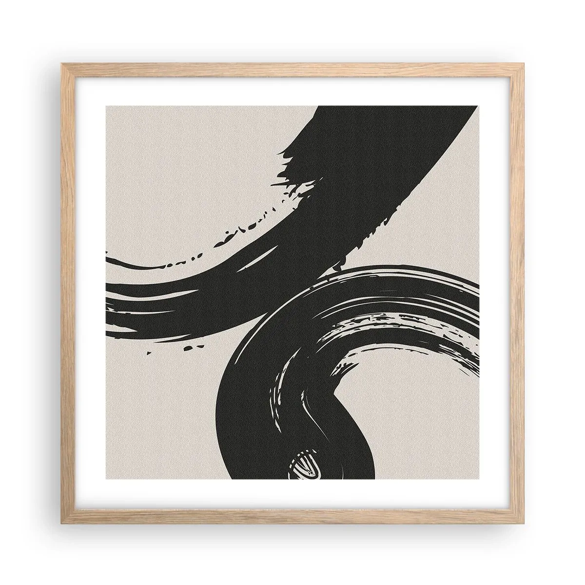 Poster in light oak frame - With Big Circural Strokes - 50x50 cm