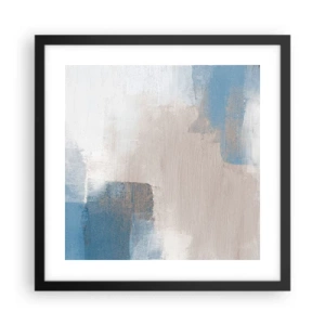 Poster in black frame - Pink Abstract with a Blue Curtain - 40x40 cm