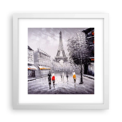 Poster in white frmae - Parisian Walk - 30x30 cm