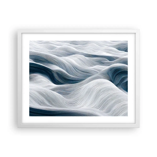 Poster in white frmae - White and Blue Waves - 50x40 cm